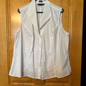 Jones New York white sleeveless blouse. Looks great under suit jacket. 18W